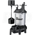 Simer 2168 - 3/4 HP Zinc & Thermoplastic Sump Pump w/ Vertical Float Switch