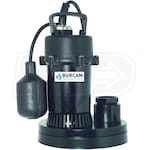 Burcam Pumps 1/3 HP Thermoplastic Submersible Sump Pump w/ Tether Float Switch