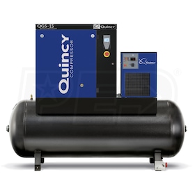 View Quincy QGS 15-HP 120-Gallon Rotary Screw Air Compressor w/ Dryer (208-230/460V 3-Phase)