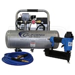 California Air Tools Ultra Quiet & Oil-Free 1-HP 2-Gallon Aluminum Tank Hot Dog Air Compressor w/ Nail Gun Kit