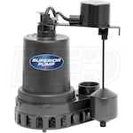 Superior Pump 92372 - 1/3 HP Thermoplastic Submersible Sump Pump w/ Vertical Float Switch