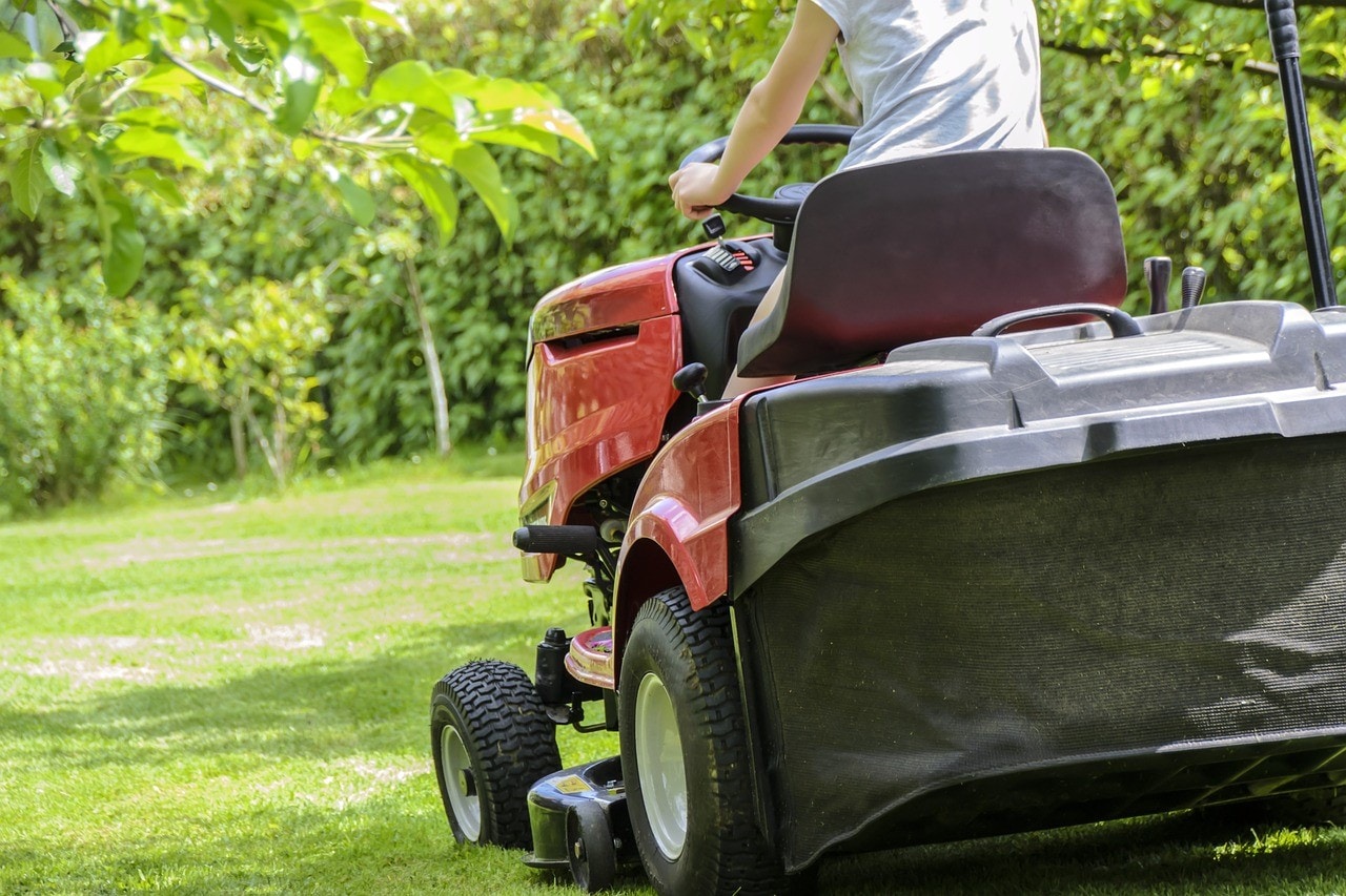 mowing the lawn