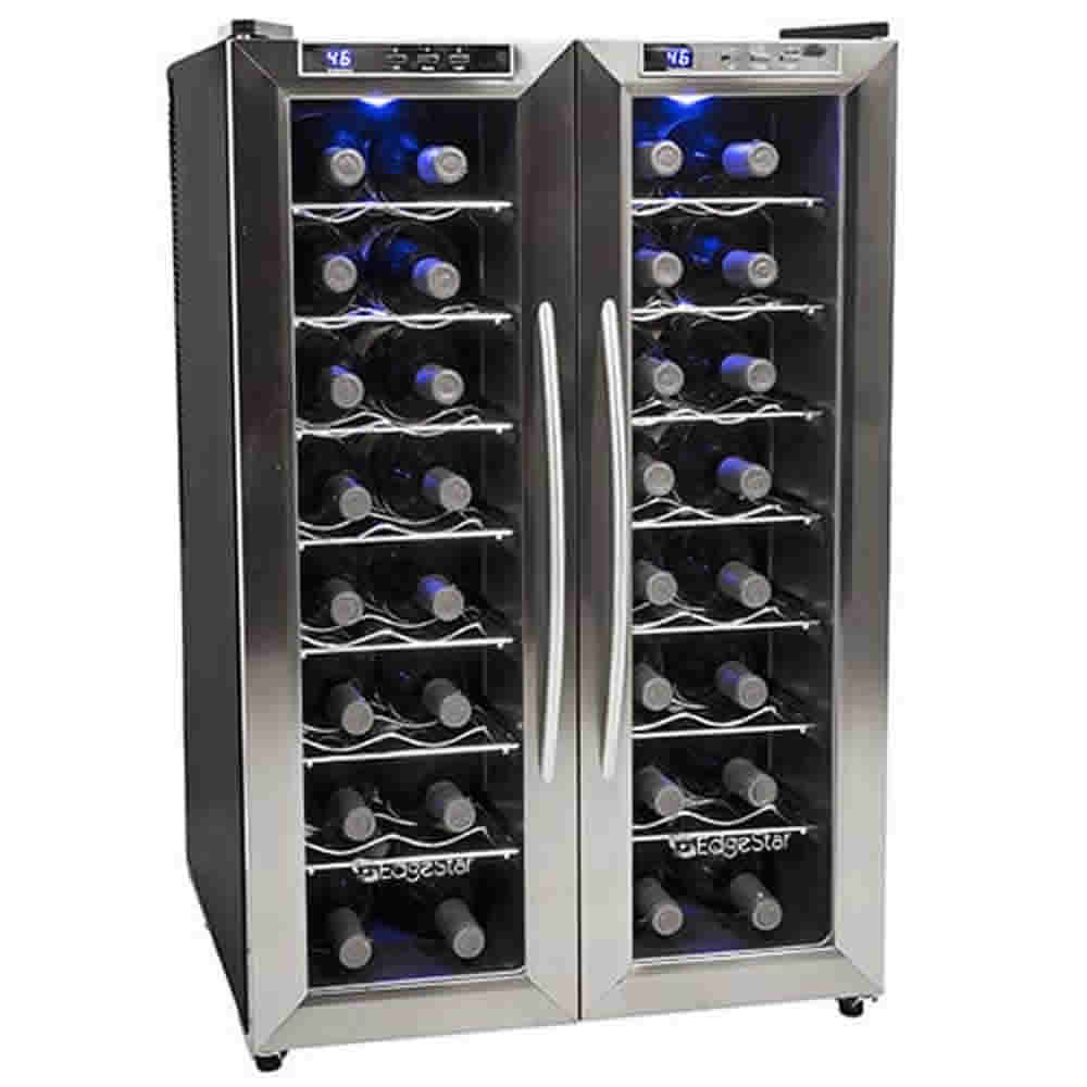 Edgestar 32 Bottle 21" Free Standing Wine Cooler Dual Zone French