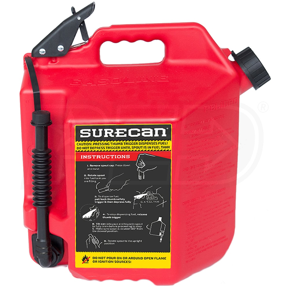 SureCan 5 Gallon Plastic Gas Can w/ Flexible Rotating Nozzle SureCan