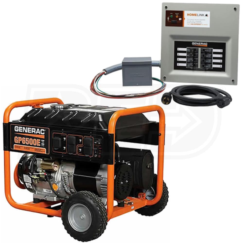 Generac GP6500E 6500 Watt Electric Start Portable Generator w/ Power