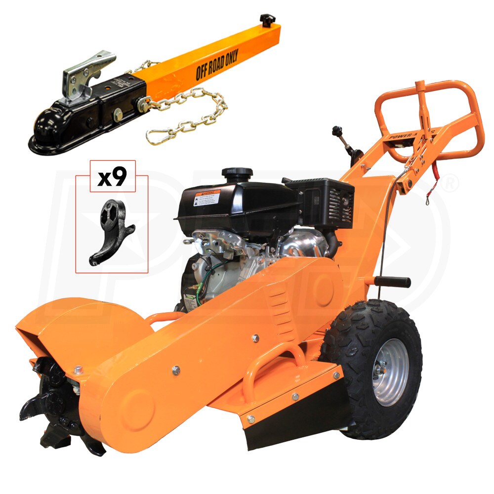 PowerKing 14HP Kohler Stump Grinder + Extra Teeth + Towbar + Cover Power King PK0803V
