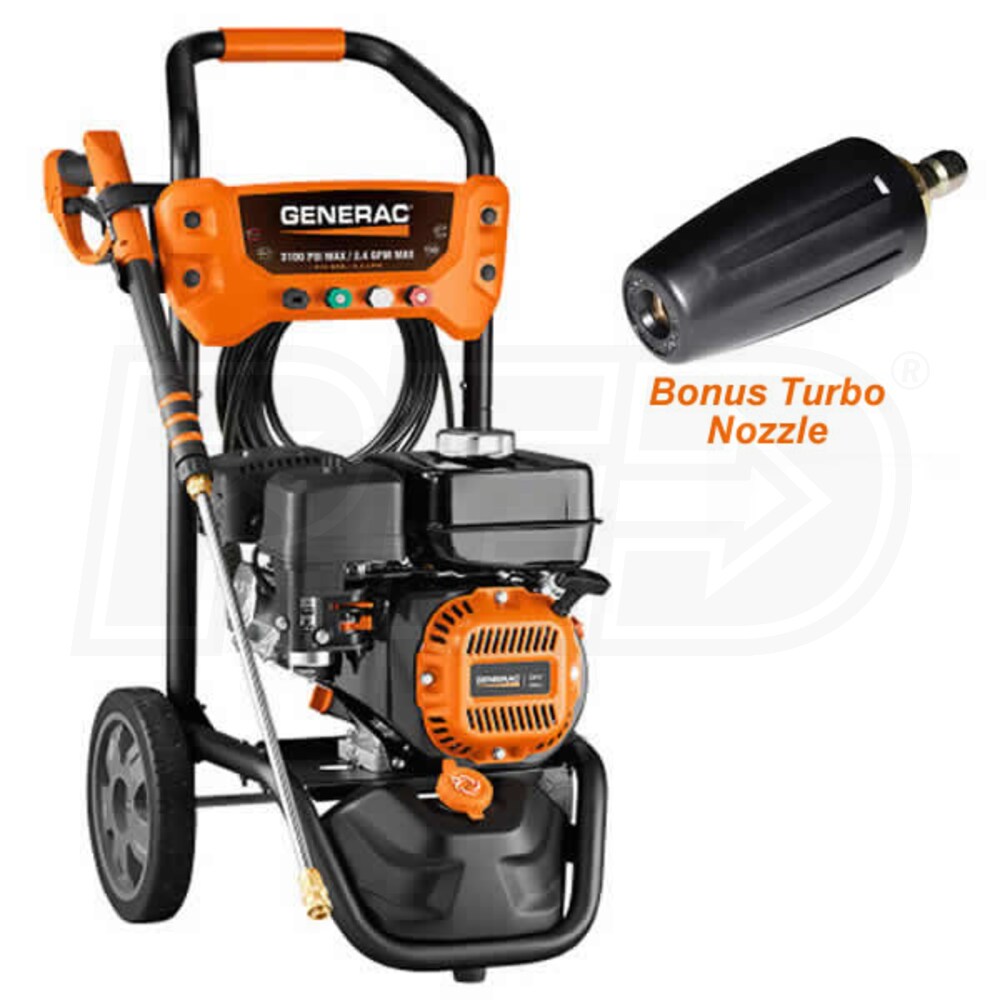 Generac 3100 PSI (Gas - Cold Water) Pressure Washer & Bonus Turbo
