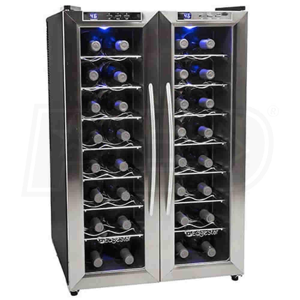 Edgestar 32 Bottle 21 Free Standing Wine Cooler Dual Zone French Doors Edgestar TWR325ESS