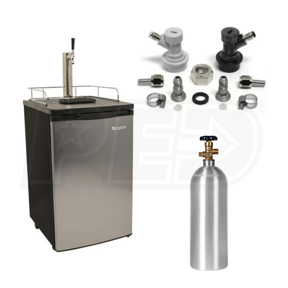 Edgestar Single Tap 20 Free Standing Kegerator for Full Size Kegs Reversible Door Stainless Steel Ultra Low Temperature Edgestar KC2000SSHMBREW