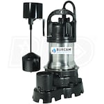 Burcam Pumps 1/2 HP Heavy Duty Stainless Steel & Cast Iron Sump / Effluent Pump w/ Vertical Float Switch