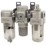 SMC 1/4" Filter Regulator Lubricator Air Preparation Combo w/ Standard Manual Drain (0-125 PSI)