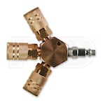 Primefit M1406-5 (3-Way) Hex Style Air Manifold with Industrial 6-Ball Brass Couplers, 1/4