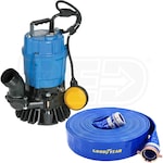 Tsurumi HSZ2.4S-62 - 53 GPM (2") Submersible Trash Pump w/ Float Switch & 50' Discharge Hose