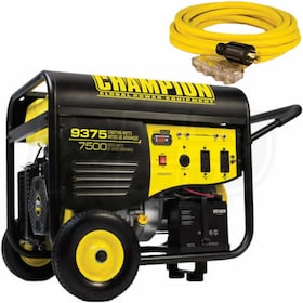 View Champion 100219 - 7500 Watt Electric Start Portable Generator w/ 25' 4-Outlet Power Cord