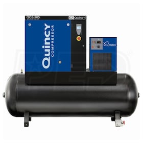 View Quincy QGS 20S-HP 132-Gallon Rotary Screw Value Package Air Compressor w/ Dryer (208-230/460V 3-Phase)