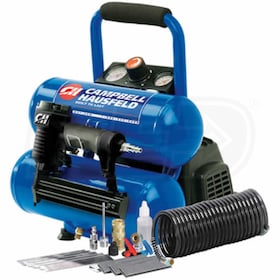 View Campbell Hausfeld 2-Gallon Twin Stack Air Compressor w/ Combination Nailer & Stapler