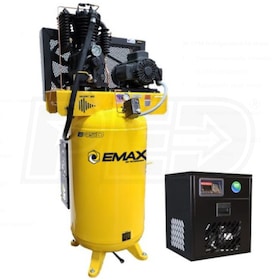 View EMAX Industrial Plus Patented Silent Air 5-HP 80-Gallon Two-Stage Air Compressor w/ Dryer (208/230V 1-Phase)
