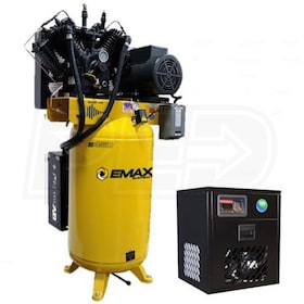 View EMAX Industrial Plus Patented Silent Air 10-HP 80-Gallon Two-Stage Air Compressor w/ Dryer (208/230V 1-Phase)