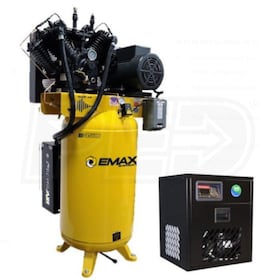View EMAX Industrial Plus Patented Silent Air 10-HP 80-Gallon Two-Stage Air Compressor w/ Dryer (208V 3-Phase)
