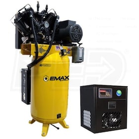 View EMAX Industrial Plus Patented Silent Air 10-HP 80-Gallon Two-Stage Air Compressor w/ Dryer (460V 3-Phase)