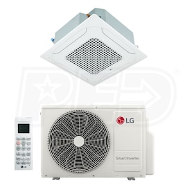 View LG Ceiling Cassette Mini Split Heat Pump System - Single-Zone - 12k BTU - 21.5 SEER2 - R-32
