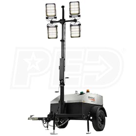 View Generac Mobile 6kW Narrow Body Towable Diesel Vertical Mast LED Light Tower w/ AVR, Manual Winch & Power Zone Controller