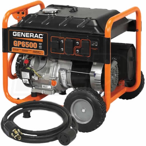 Generac GP6500 6500 Watt Portable Generator with 30 Amp Generator Cord Generac EGD5940CORDKIT