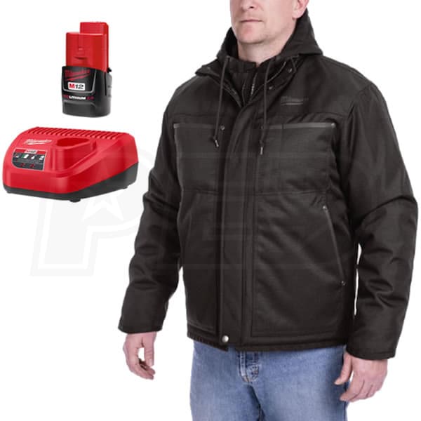 Milwaukee 251B 21XL M12 3 in 1 Heated Jacket w Battery Charger XL Black Milwaukee 251B 21XL