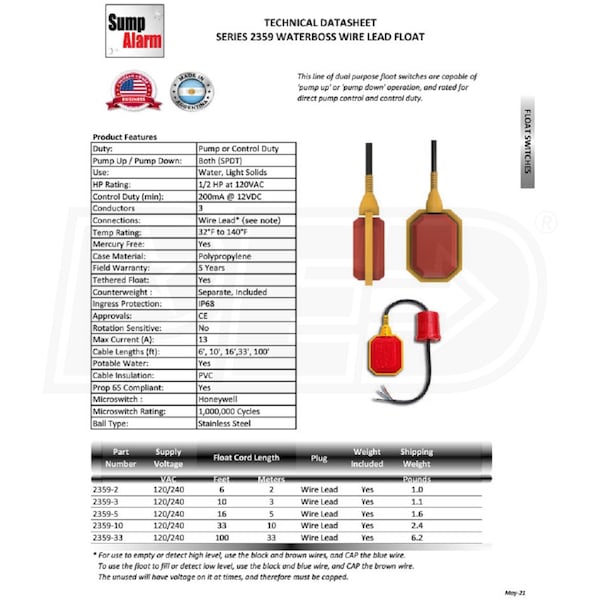 Sump Alarm SA-2359-10