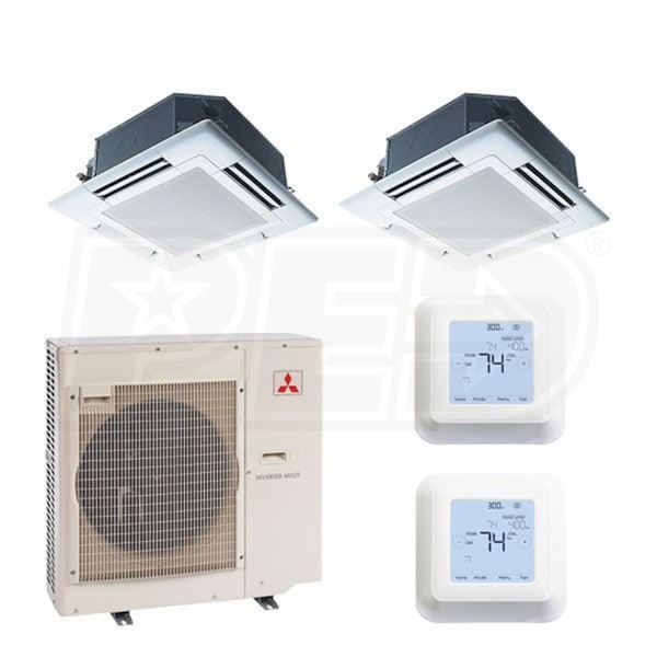Mitsubishi Ceiling Cassette 2-Zone System 20,000 BTU Outdoor