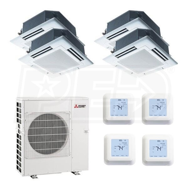 Mitsubishi Ceiling Cassette 4-Zone System 42,000 BTU Outdoor